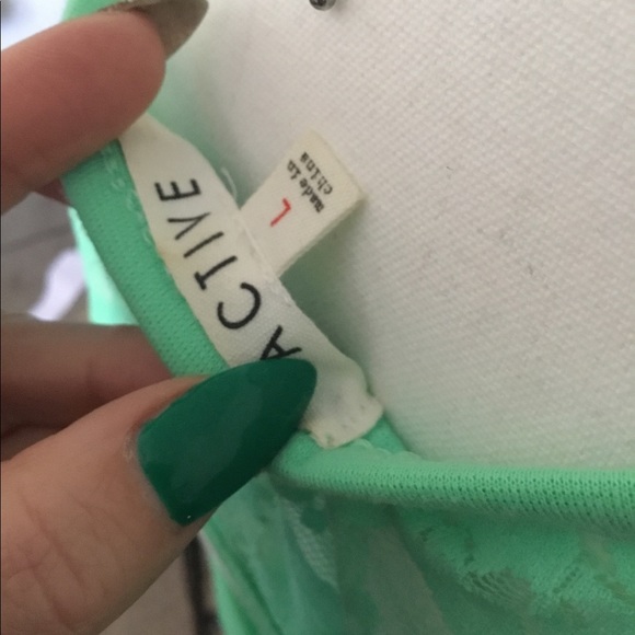 Mint Peplum Top with Lace - Picture 4 of 4